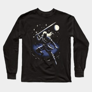 Monster Slayer Silhouette by Moonlight - Dark Fantasy Long Sleeve T-Shirt